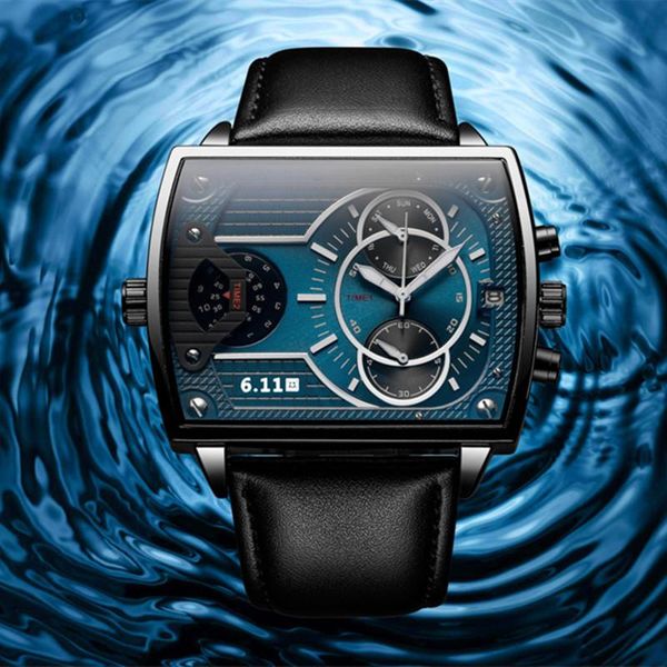 wristwatches square men's watch dual time zone display sports for concept special forces calendar watches men relogio masculino, Slivery;brown
wristwatches square men's watch dual time zone display sports for concept special forces calendar watches men relogio masculino, Slivery;brown