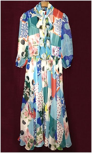 women long dress fairy vintage polka dot porcelain print slim holiday expansion bottom maxi chiffon floor length vestidos casual dresses, Black;gray
women long dress fairy vintage polka dot porcelain print slim holiday expansion bottom maxi chiffon floor length vestidos casual dresses, Black;gray