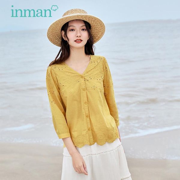 women's blouses & shirts inman summer blouse elegant retro yellow or white cotton v-neck hollow embroidered lace hem button cardigan fe
women's blouses & shirts inman summer blouse elegant retro yellow or white cotton v-neck hollow embroidered lace hem button cardigan fe