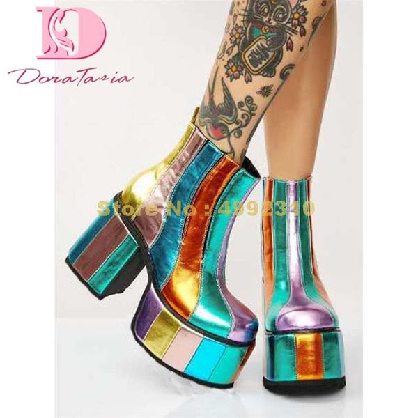 boots ladies mixed colors fashion platform square high heels women spring trendy shoes, Black
boots ladies mixed colors fashion platform square high heels women spring trendy shoes, Black