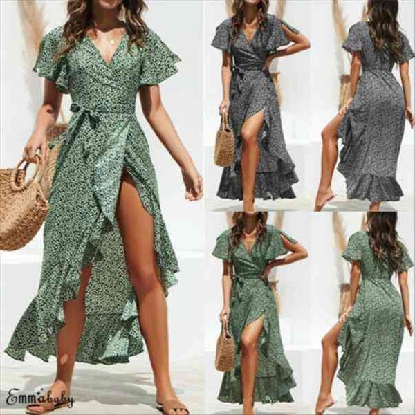 wrap summer boho polka dot womens dresses print beach evening party maxi dress ladies holiday midi chiffon sun plus size, Black;gray
wrap summer boho polka dot womens dresses print beach evening party maxi dress ladies holiday midi chiffon sun plus size, Black;gray