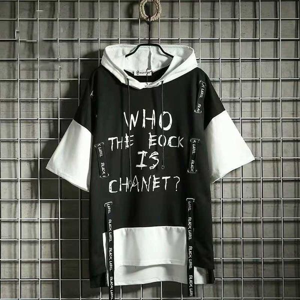 2020 summer hooded men's punk style harajuku ribbon half sleeve male casual hip hop sweatshirts streetwear mens hoodies, Black
2020 summer hooded men's punk style harajuku ribbon half sleeve male casual hip hop sweatshirts streetwear mens hoodies, Black