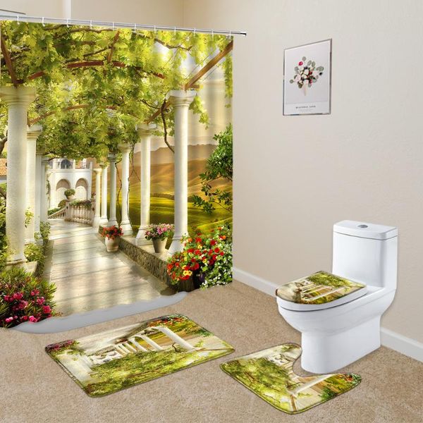 pcs/set shower curtains european retro stone architecture green plant flower patio scenery bathroom decor bath flannel mat
pcs/set shower curtains european retro stone architecture green plant flower patio scenery bathroom decor bath flannel mat