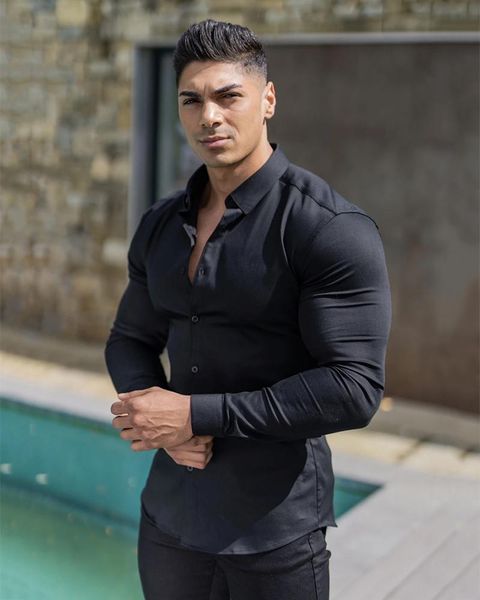 men's dress shirts autumn fashion long sleeve shirt men super slim fit male casual social business brand fitness sports clothing, White;black
men's dress shirts autumn fashion long sleeve shirt men super slim fit male casual social business brand fitness sports clothing, White;black