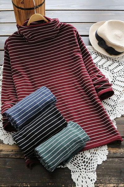 women's blouses & shirts 2021 fashion elegant vintage turtleneck striped blouse shirt long sleeve all-match casual student, White
women's blouses & shirts 2021 fashion elegant vintage turtleneck striped blouse shirt long sleeve all-match casual student, White