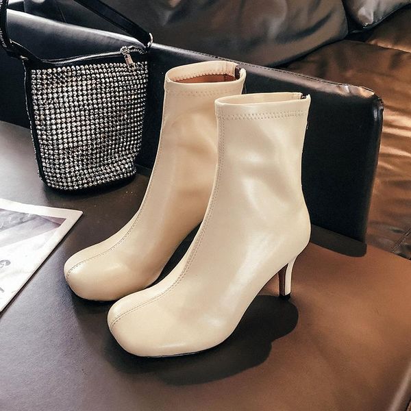 boots large size high-heeled elastic rear zipper comfortable and versatile fashionable short-tube square-toed women, Black
boots large size high-heeled elastic rear zipper comfortable and versatile fashionable short-tube square-toed women, Black