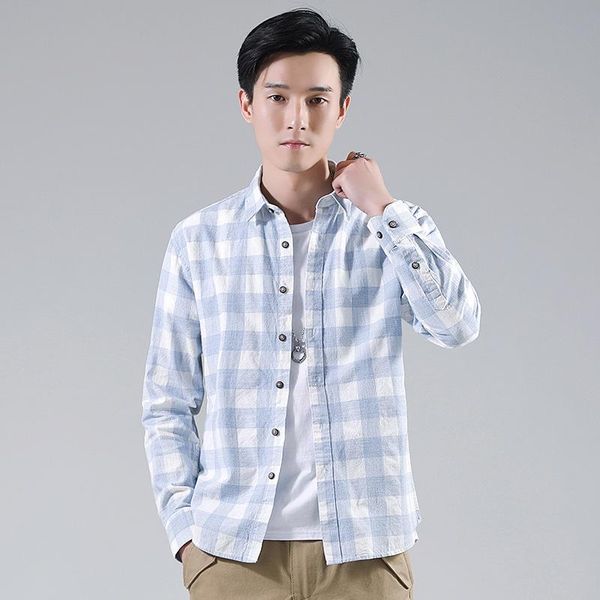 men's casual shirts spring and summer plaid korean version slim long sleeve tide, White;black
men's casual shirts spring and summer plaid korean version slim long sleeve tide, White;black
