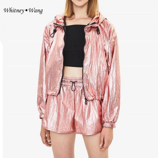 two piece dress whitney wang 2021 fashion streetwear hooded metallic nylon jacket and shorts suits women 2 pieces sets, White
two piece dress whitney wang 2021 fashion streetwear hooded metallic nylon jacket and shorts suits women 2 pieces sets, White