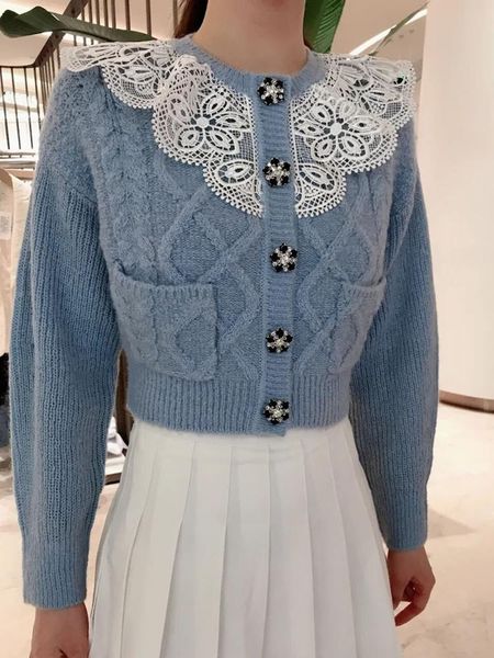women's knits & tees women lace knit cardigan crystal buttons o-neck sweet long sleeve double pockets knitwear sweater, White
women's knits & tees women lace knit cardigan crystal buttons o-neck sweet long sleeve double pockets knitwear sweater, White