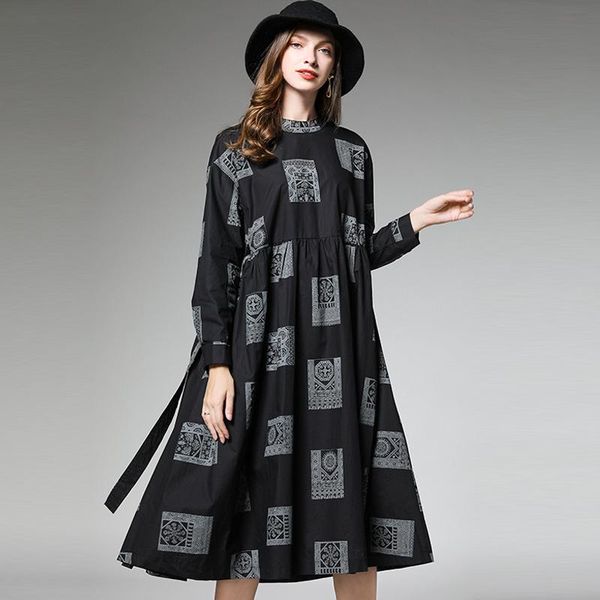 casual dresses large size ladies' autumn womens long sleeve plaid printing collect waist show thin elegant dress round neck, Black;gray
casual dresses large size ladies' autumn womens long sleeve plaid printing collect waist show thin elegant dress round neck, Black;gray