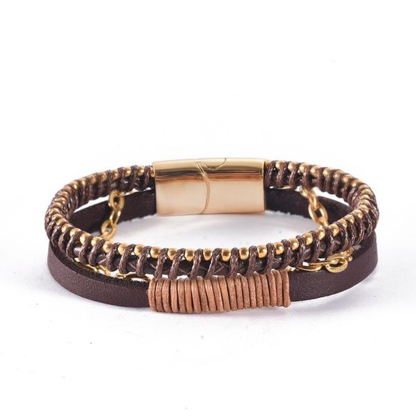 charm bracelets men's leather bracelet stainless steel brown braided chain fashion boy gift handmade wholesale, Golden;silver
charm bracelets men's leather bracelet stainless steel brown braided chain fashion boy gift handmade wholesale, Golden;silver