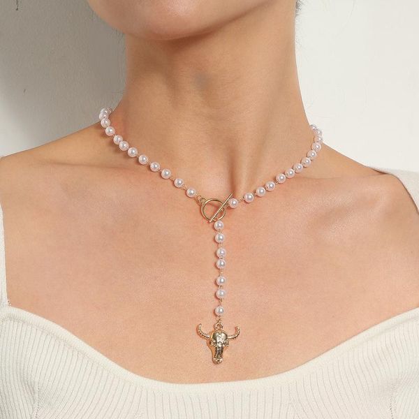 pendant necklaces vintage punk multilayer pearl choker bull head chain necklace for women gold silver color collar fashion jewelry gift
pendant necklaces vintage punk multilayer pearl choker bull head chain necklace for women gold silver color collar fashion jewelry gift
