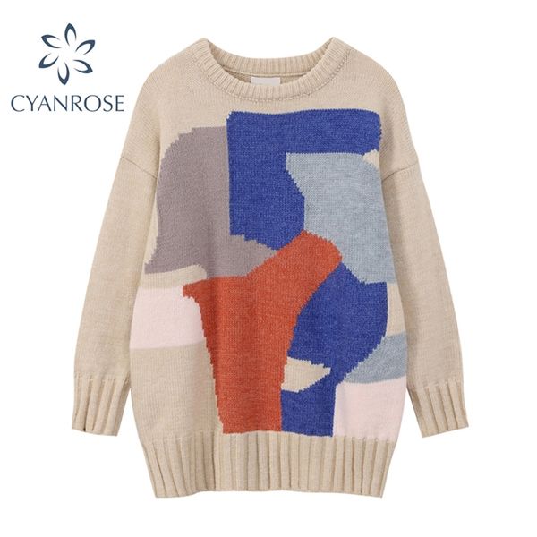spring knitwear women long sleeve baggy spliced color jumper sweater stylish chic korean vintage female knitted 210430, White;black
spring knitwear women long sleeve baggy spliced color jumper sweater stylish chic korean vintage female knitted 210430, White;black