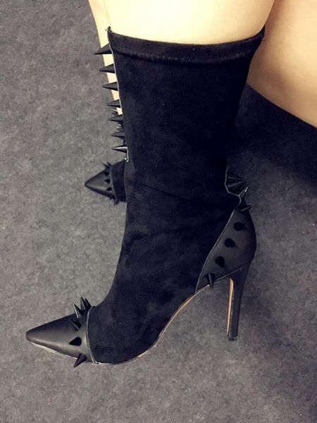 boots spike stretch booties rivet black slip on stiletto spring shoe pointed toe thin high heel ankle women shoes
boots spike stretch booties rivet black slip on stiletto spring shoe pointed toe thin high heel ankle women shoes