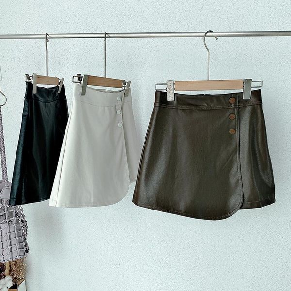women's shorts women vintage pu skirts casual streetwear button high waist bottom solid chic harajuku female, White;black
women's shorts women vintage pu skirts casual streetwear button high waist bottom solid chic harajuku female, White;black