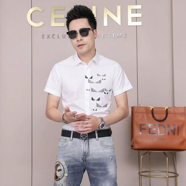 men's casual shirts 2021 summer short sleeve shirt fashion versatile embroidery drill half, White;black
men's casual shirts 2021 summer short sleeve shirt fashion versatile embroidery drill half, White;black