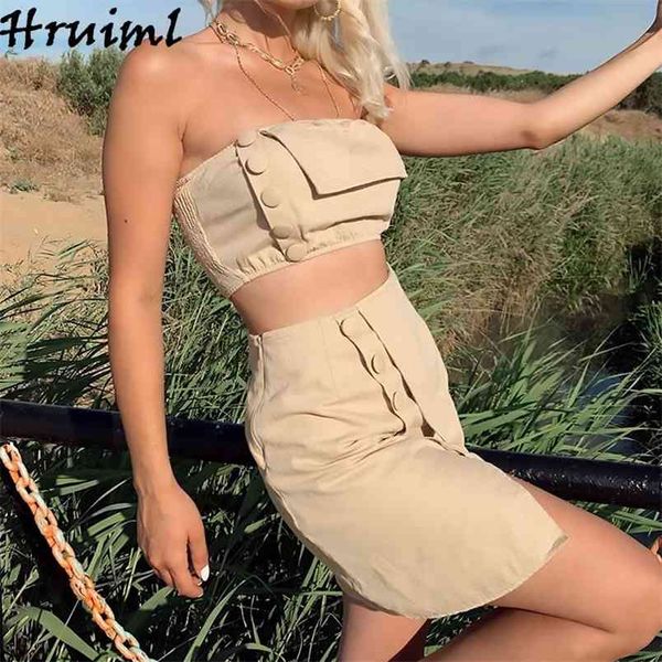 women two piece sets summer sleeveless off-shoulder fashion tube irregular solid button short skirt split females suit 210513, White
women two piece sets summer sleeveless off-shoulder fashion tube irregular solid button short skirt split females suit 210513, White