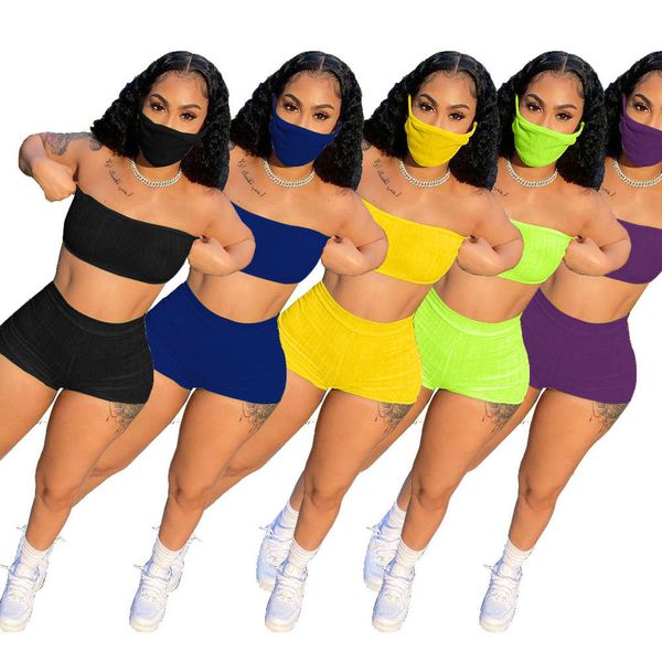 summer women's wear pure color chest wrapped shorts casual sports suit (including mask), Red;black
summer women's wear pure color chest wrapped shorts casual sports suit (including mask), Red;black