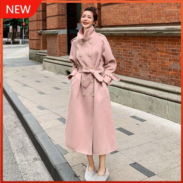 women's wool & blends 2021 autumn and winter korean style loose thick sweet temperament mid-length woolen coat pink for women, Black
women's wool & blends 2021 autumn and winter korean style loose thick sweet temperament mid-length woolen coat pink for women, Black