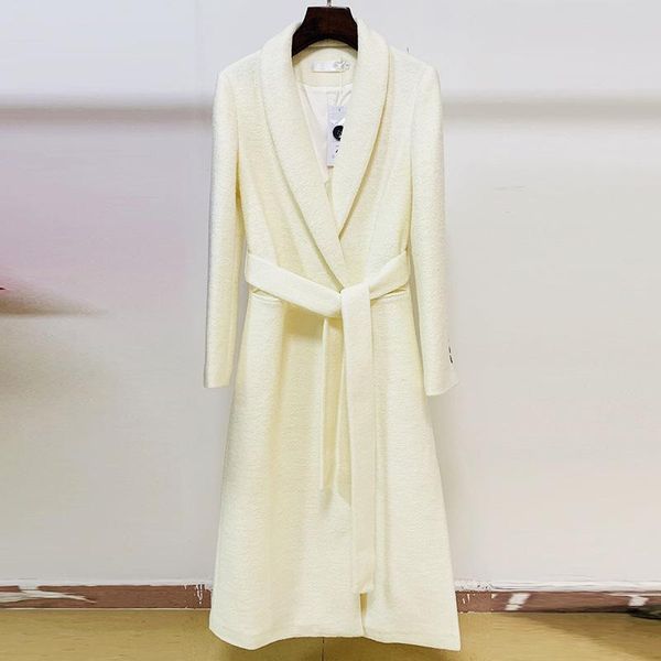 women's wool & blends minimalist french luxurious winter coats for ladies sashes single button shawl collar lvory blend chic women long, Black
women's wool & blends minimalist french luxurious winter coats for ladies sashes single button shawl collar lvory blend chic women long, Black