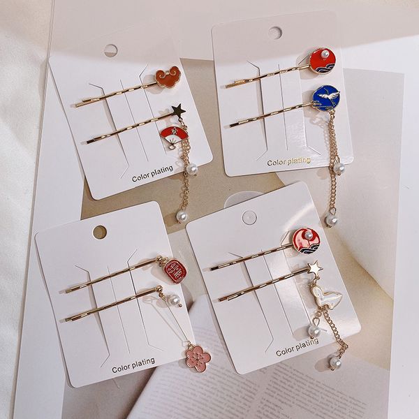 barrettes hairpin 2 pieces of hefeng crane with girl's metal oil drop word clip and simple tassel, Golden;silver
barrettes hairpin 2 pieces of hefeng crane with girl's metal oil drop word clip and simple tassel, Golden;silver