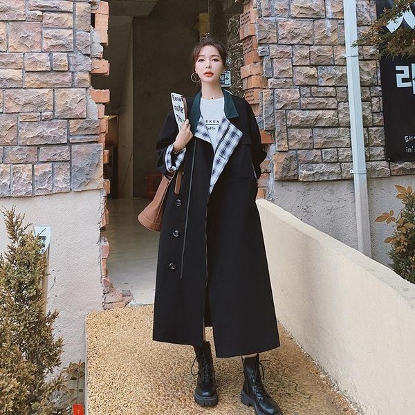 women's trench coats windbreaker spring autumn design sense loose casual korean fashion plaid stitching ladies cloak simple retro jacke, Tan;black
women's trench coats windbreaker spring autumn design sense loose casual korean fashion plaid stitching ladies cloak simple retro jacke, Tan;black