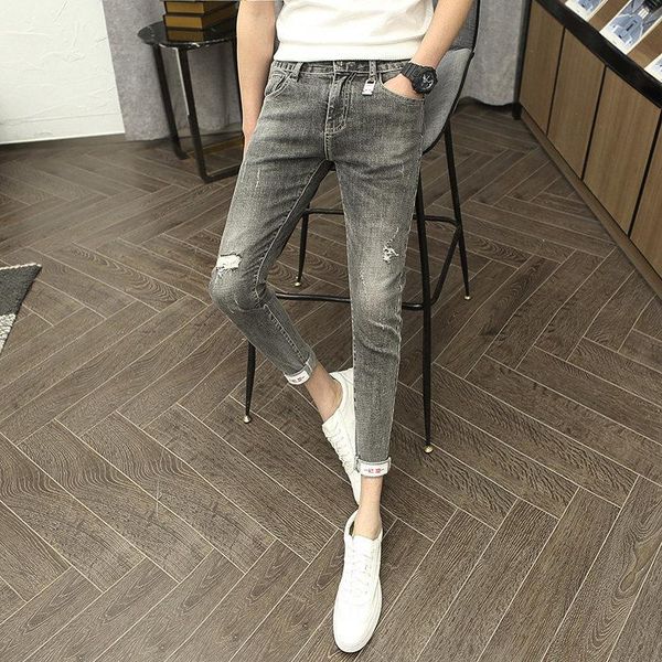 men's jeans spring ankle length denim 2021 korean trend students stretch small feet thin teenagers pencil pants, Blue
men's jeans spring ankle length denim 2021 korean trend students stretch small feet thin teenagers pencil pants, Blue