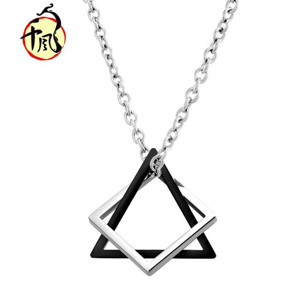 pendant necklaces geometric triangle square combination titanium steel necklace hip hop trendy male and female couple, Silver
pendant necklaces geometric triangle square combination titanium steel necklace hip hop trendy male and female couple, Silver