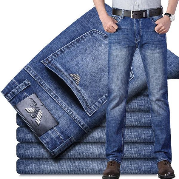 men's jeans 2021 fall elastic slim italian eagle brand straight trousers business fashion clothing denim, Blue
men's jeans 2021 fall elastic slim italian eagle brand straight trousers business fashion clothing denim, Blue