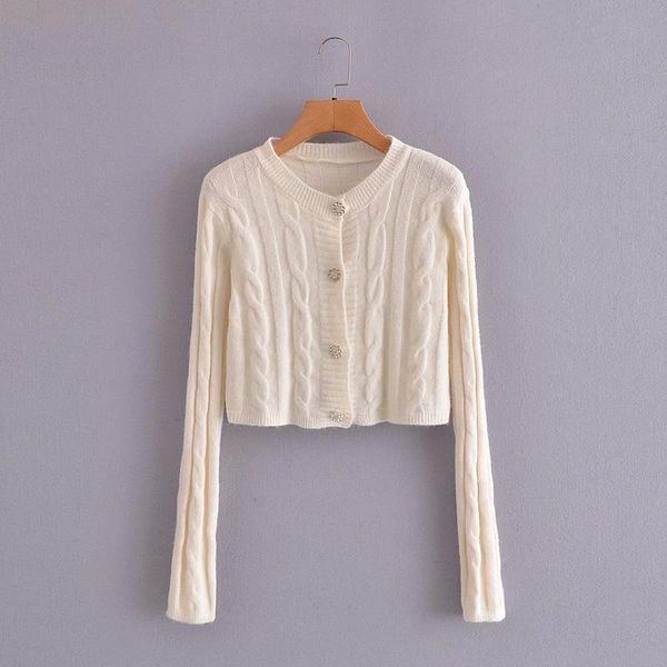 women's knits & tees retro autumn and winter fashion 2021 ladies short twist sweater round neck cardigan button long-sleeved knitted wo, White
women's knits & tees retro autumn and winter fashion 2021 ladies short twist sweater round neck cardigan button long-sleeved knitted wo, White