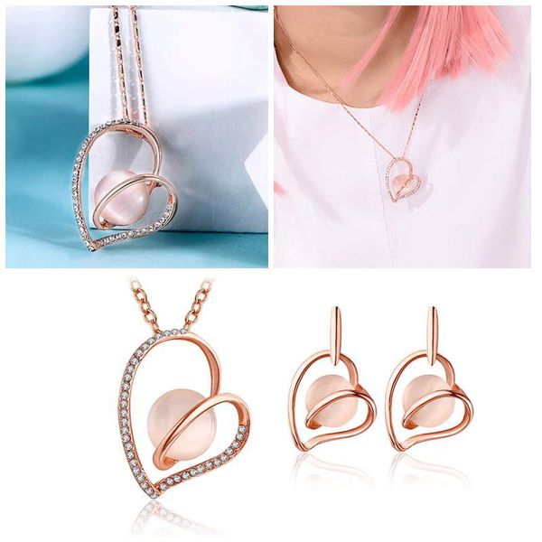 earrings & necklace peach heart opal jewelry set two-piece crystal and earring, Silver
earrings & necklace peach heart opal jewelry set two-piece crystal and earring, Silver