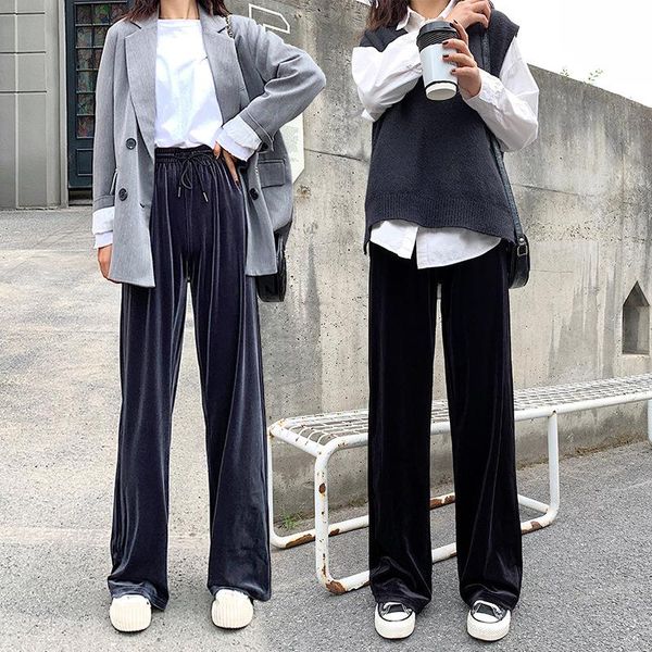 women's pants & capris dimi elastic waist female casual women velvet autumn long straight wide soft leg trousers, Black;white
women's pants & capris dimi elastic waist female casual women velvet autumn long straight wide soft leg trousers, Black;white
