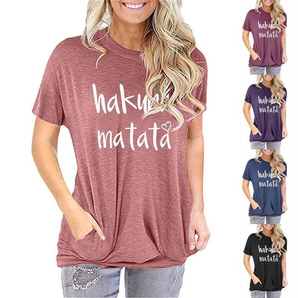 women's pocket sweater hakuna matata printed letter loose-fit short-sleeve round collar t-shirt, White
women's pocket sweater hakuna matata printed letter loose-fit short-sleeve round collar t-shirt, White