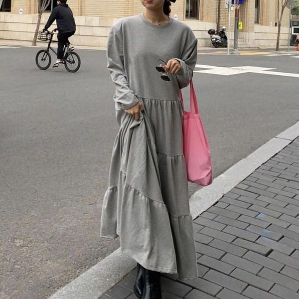 korean autumn and winter vintage elegant round neck long sleeve casual loose patchwork solid color maxi women dress dresses, Black;gray
korean autumn and winter vintage elegant round neck long sleeve casual loose patchwork solid color maxi women dress dresses, Black;gray