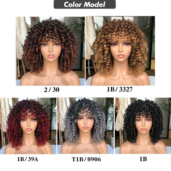 short afro kinky curly wig with bangs synthetic wigs for black women omber brown blonde glueless cosplay hair high temperature
short afro kinky curly wig with bangs synthetic wigs for black women omber brown blonde glueless cosplay hair high temperature