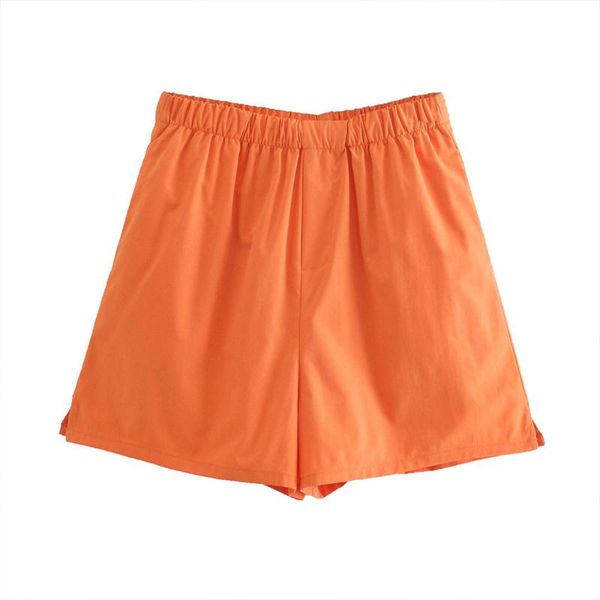women's shorts 2021 women summer chic fashion orange side pockets basic vintage high elastic waist split fork female short pants, White;black
women's shorts 2021 women summer chic fashion orange side pockets basic vintage high elastic waist split fork female short pants, White;black