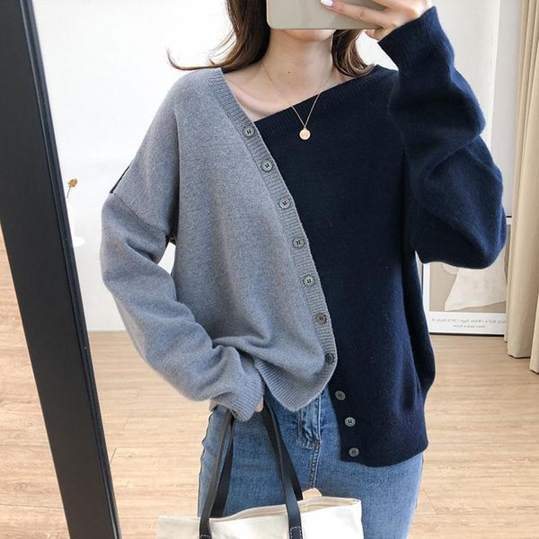 women's knits & tees sondr women sweater patchwork cardigan irregular single-breasted blouse knitted casual woman spring and autumn, White
women's knits & tees sondr women sweater patchwork cardigan irregular single-breasted blouse knitted casual woman spring and autumn, White