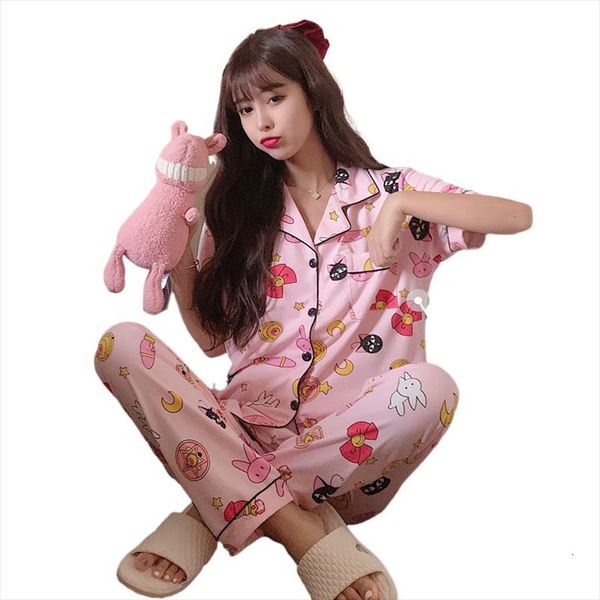 turn down collar homesuit womens sleepwears homeclothes clothes pajamas set short sleeve long pants printing summer pj, Black;red
turn down collar homesuit womens sleepwears homeclothes clothes pajamas set short sleeve long pants printing summer pj, Black;red