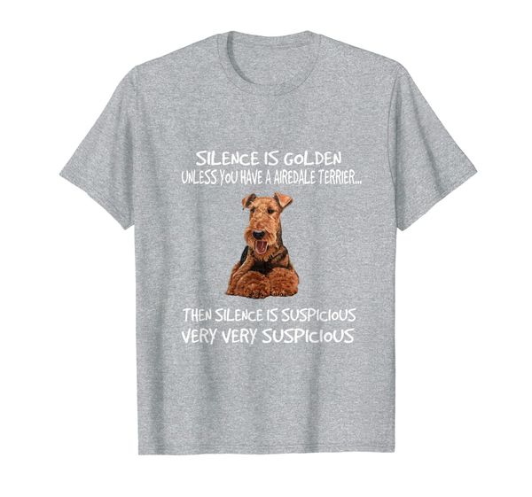 silence is golden t-shirt for airedale terrier dog lovers, White;black
silence is golden t-shirt for airedale terrier dog lovers, White;black