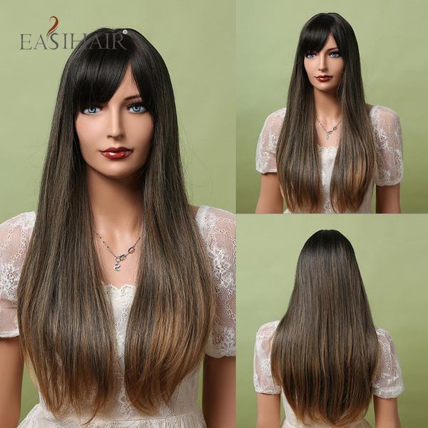 synthetic wigs easihair ombre dark brown long straight with side bangs heat resistant for women natural faker hair daily, Black
synthetic wigs easihair ombre dark brown long straight with side bangs heat resistant for women natural faker hair daily, Black