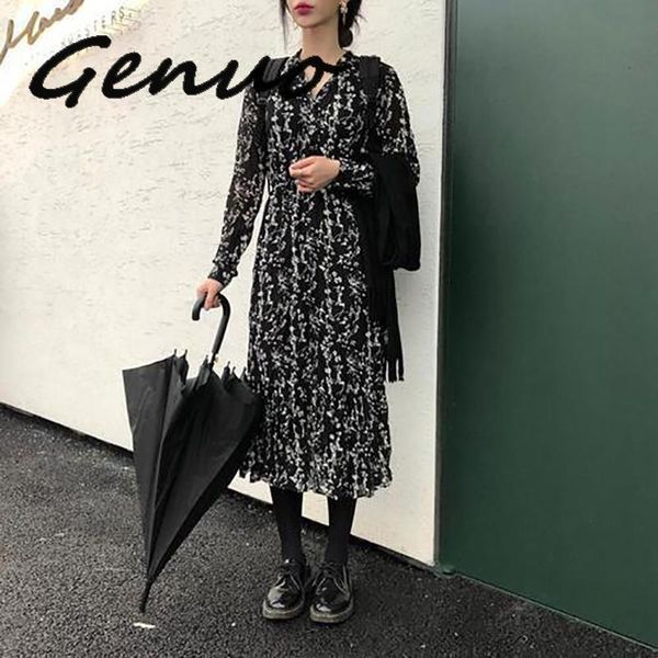 casual dresses genuo autumn 2021 chiffon floral dress korean style elegant long sleeve sweet girls pleated flower, Black;gray
casual dresses genuo autumn 2021 chiffon floral dress korean style elegant long sleeve sweet girls pleated flower, Black;gray