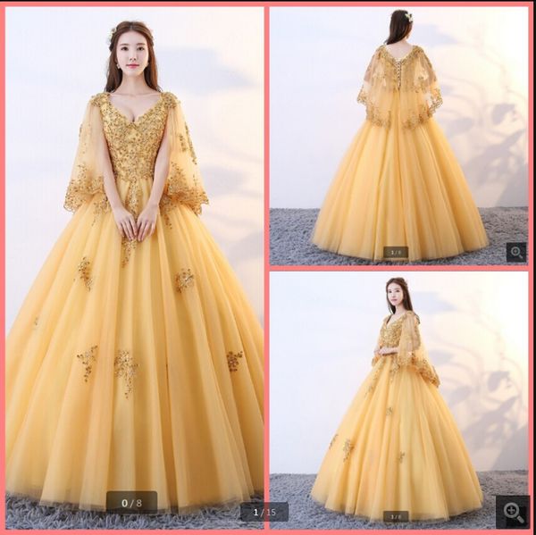 vestido de festa gold tulle ball gown modest prom dresses beaded princess lace appliques with cape vintage party dress sweet 16 long muslim, Black
vestido de festa gold tulle ball gown modest prom dresses beaded princess lace appliques with cape vintage party dress sweet 16 long muslim, Black