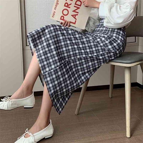 women elegant ol skirt ladies plaid midi spring summer fashion party office high waist s female 210519, Black
women elegant ol skirt ladies plaid midi spring summer fashion party office high waist s female 210519, Black