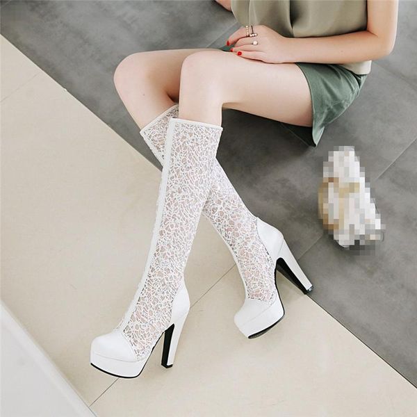 boots summer lace mesh high heels knee gladiator sandals women platform heel shoes white black long boot
boots summer lace mesh high heels knee gladiator sandals women platform heel shoes white black long boot