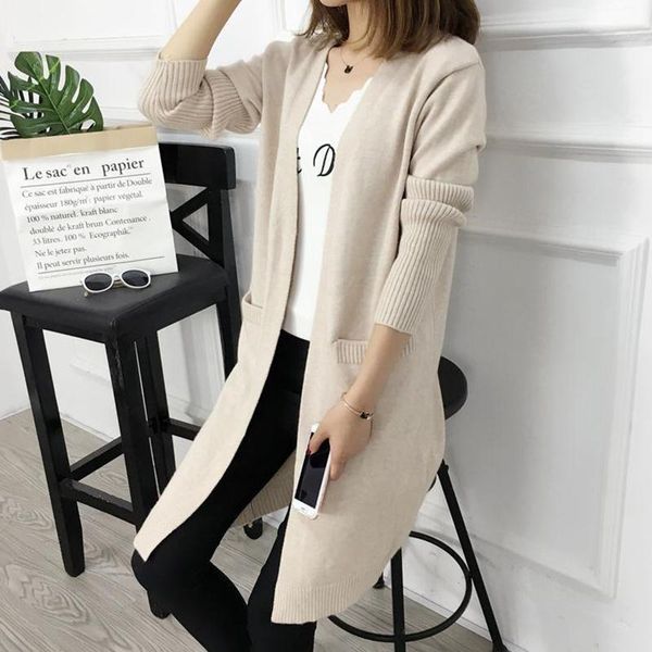 women's knits & tees long cardigan spring autumn solid v neck pockets sleeve ladies sweaters casual korea style knitted wear for female, White
women's knits & tees long cardigan spring autumn solid v neck pockets sleeve ladies sweaters casual korea style knitted wear for female, White