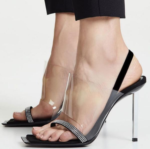 dress shoes moraima snc selling woman high heel sandal open toe crystal embellished pvc patchwork thin heels, Black
dress shoes moraima snc selling woman high heel sandal open toe crystal embellished pvc patchwork thin heels, Black