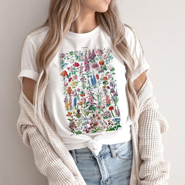 women's t-shirt vintage flower illustration boho style casual floral print cute aesthetic graphic woman tshirts cottagecore clothes, White
women's t-shirt vintage flower illustration boho style casual floral print cute aesthetic graphic woman tshirts cottagecore clothes, White