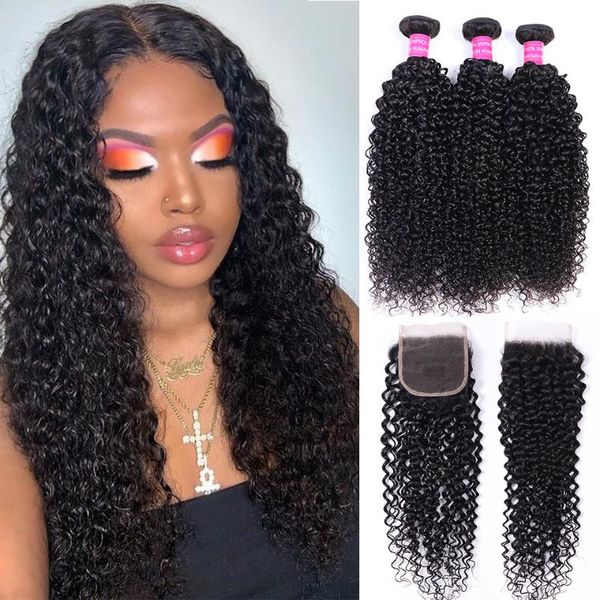 human hair bulks brazilian curly 3 bundles with closure weave extension 30 inches jerry hair150% density, Black
human hair bulks brazilian curly 3 bundles with closure weave extension 30 inches jerry hair150% density, Black
