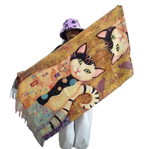 scarves designer cat pattern cashmere scarf women winter warm blanket poncho ladies luxury oil painting pashmina shawl plus size 195cm, Blue;gray
scarves designer cat pattern cashmere scarf women winter warm blanket poncho ladies luxury oil painting pashmina shawl plus size 195cm, Blue;gray