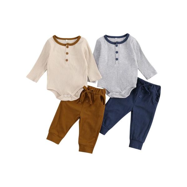 clothing sets baby boy girls 2pcs set crew neck button long sleeve romper solid color pocket pants autumn winter clothes outfit, White 
clothing sets baby boy girls 2pcs set crew neck button long sleeve romper solid color pocket pants autumn winter clothes outfit, White